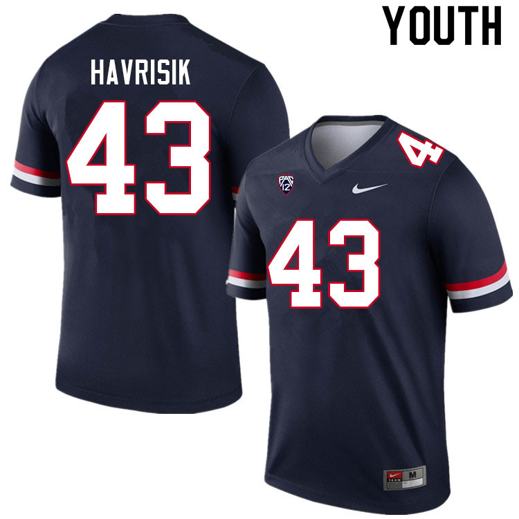Youth #43 Lucas Havrisik Arizona Wildcats College Football Jerseys Sale-Navy - Click Image to Close